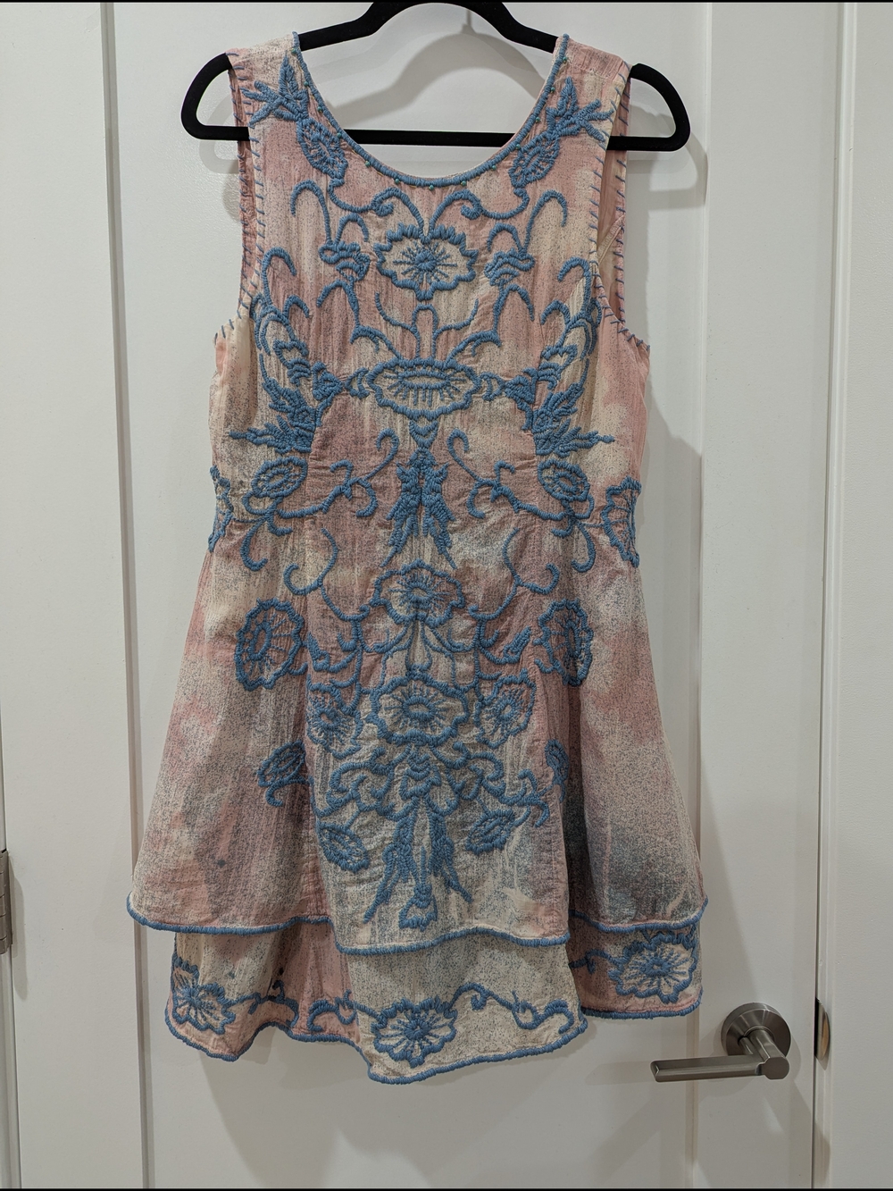 Free People Blue Embroidered Pink Layered Dress - Picture 2 of 7
